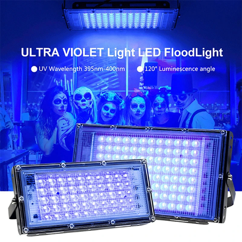 ALIEN 50W 100W LED UV Black Lights Stage Blacklight Ultraviolet Flood Effect Light for Halloween Xmas Dance DJ Disco Party Bar