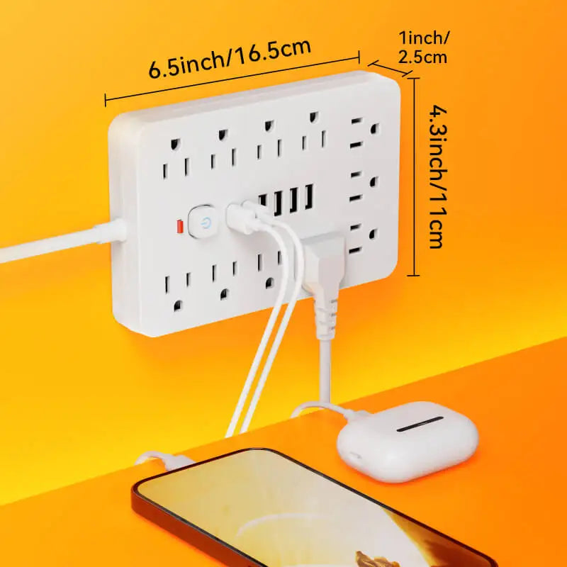 17-Port Power Strip with 11 AC Outlets, 4 USB Ports &amp; 2 Type-C Fast Charging Ports, Versatile with Surge Protection