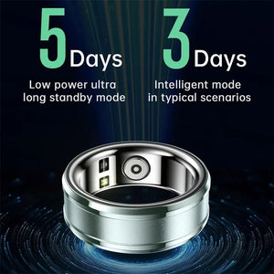Smart Ring Multifunctional Step Health Tracker Heart Rate Blood Oxygen Monitor Waterproof Men Women Sleep Fitness Titanium Steel
