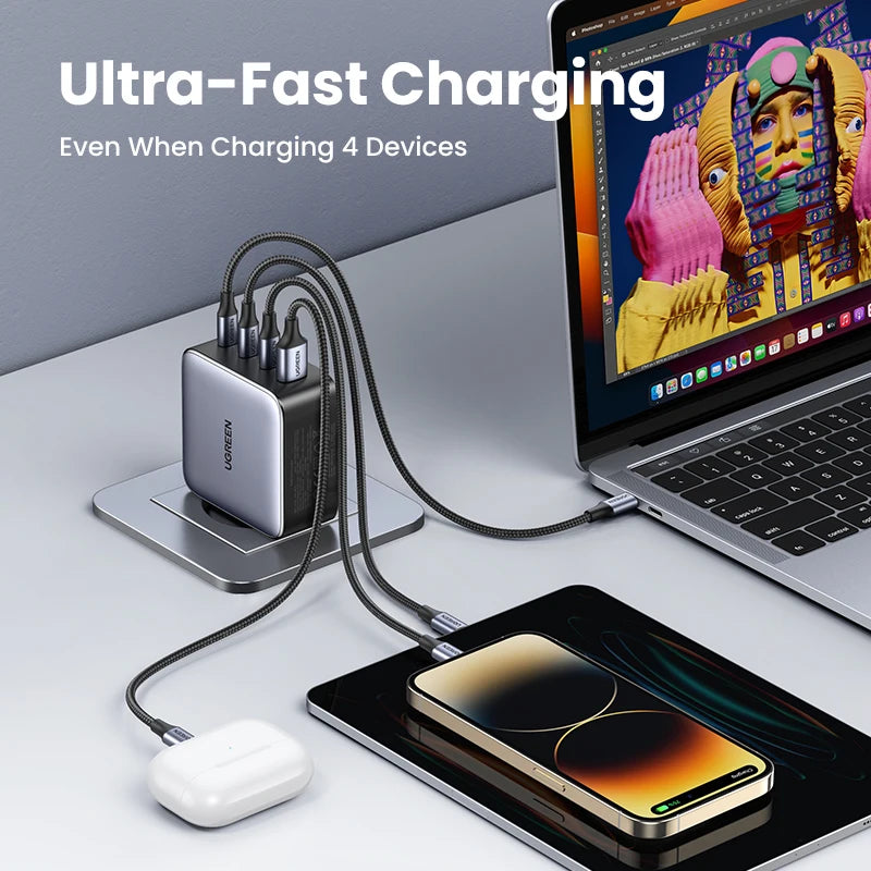 UGREEN USB Charger 100W GaN Charger for Macbook tablet Fast Charging for iPhone Xiaomi USB Type C PD Charge for iPhone 15 14 13