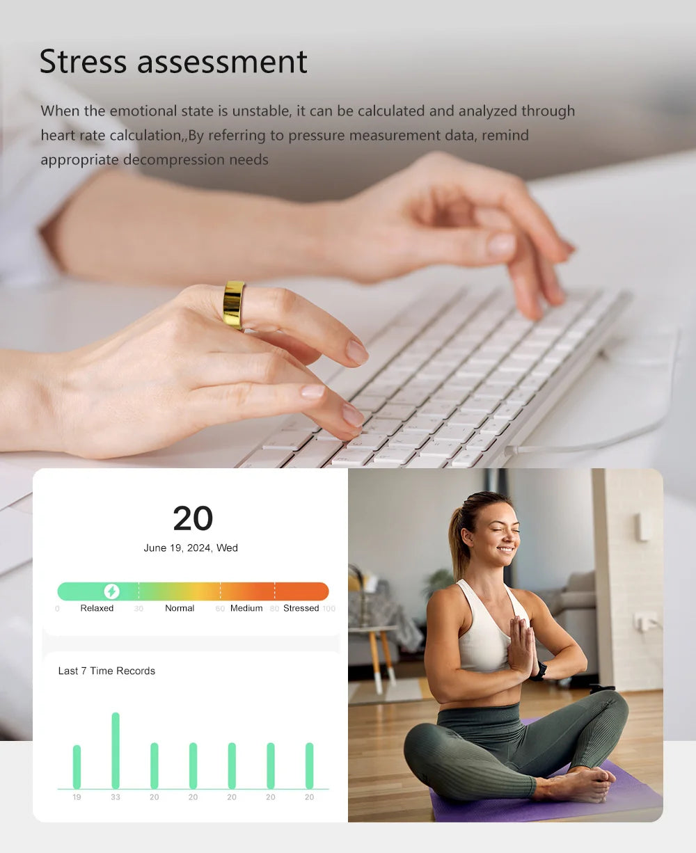 Health Track Smart Ring For Sport Activity Men Heart Rate Sleep Blood Oxygen HRV Stress Menstrual Cycle for Female Women Lady