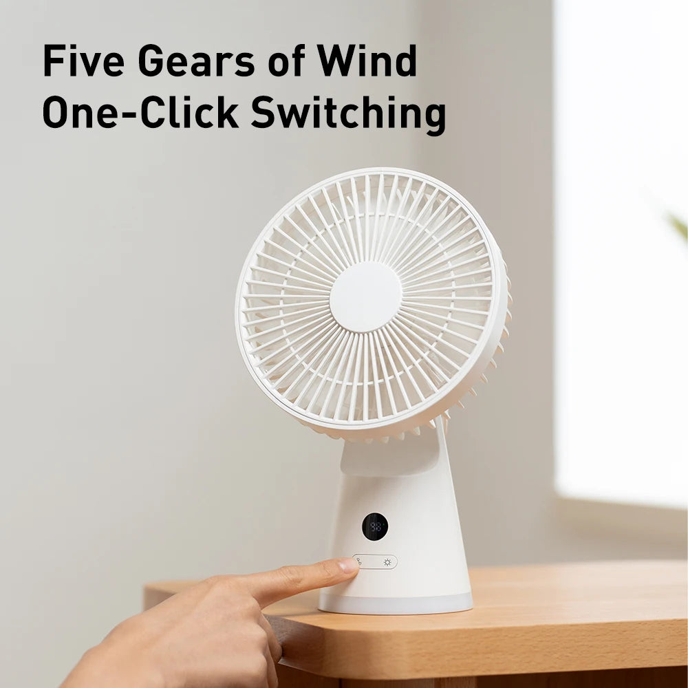 Vissko USB Desk Fan Strong Airflow &amp; Quiet Operation Three-Speed Wind Mini Table Fan 3600mAh for Home Office Bedroom - Stereotech