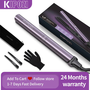 KIPOZI Hair Straighteners Flat Iron V5 PTC Titanium Plate Negative Ion 500W+, 2 in 1 Straightener and Curler , LED 9 temp level
