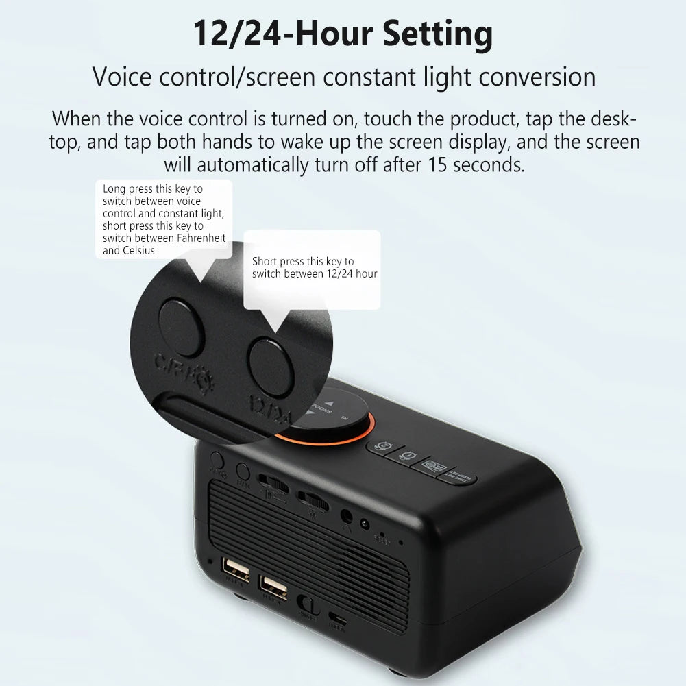 Led Digital Alarm Clock Fm Radio Dimming Rechargeable Temperature Humidity Meter With Snooze Function Watch Table Clock Decor