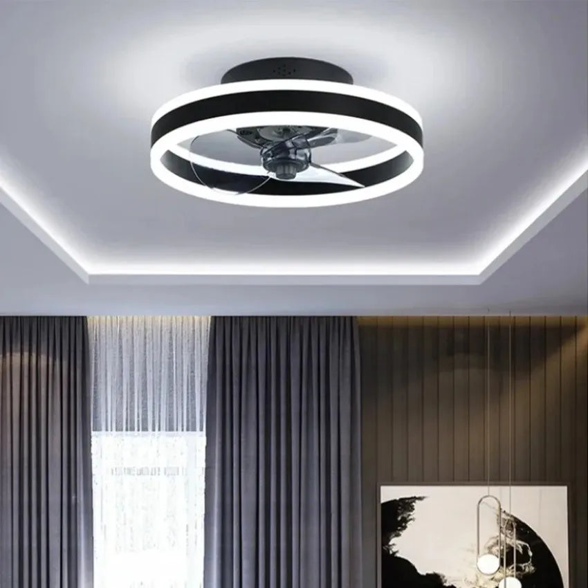 Circular LED Ceiling Fan Light Modern Intelligent Remote Control Light Living Room Bedroom Kitchen Dining Room Decoration Light - Stereotech