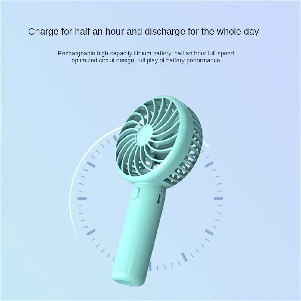 Mini Small Fan Portable Fan Summer Color Matching Handheld USB Fan Portable Handheld Students Rechargeable Large Wind Ventilador - Stereotech