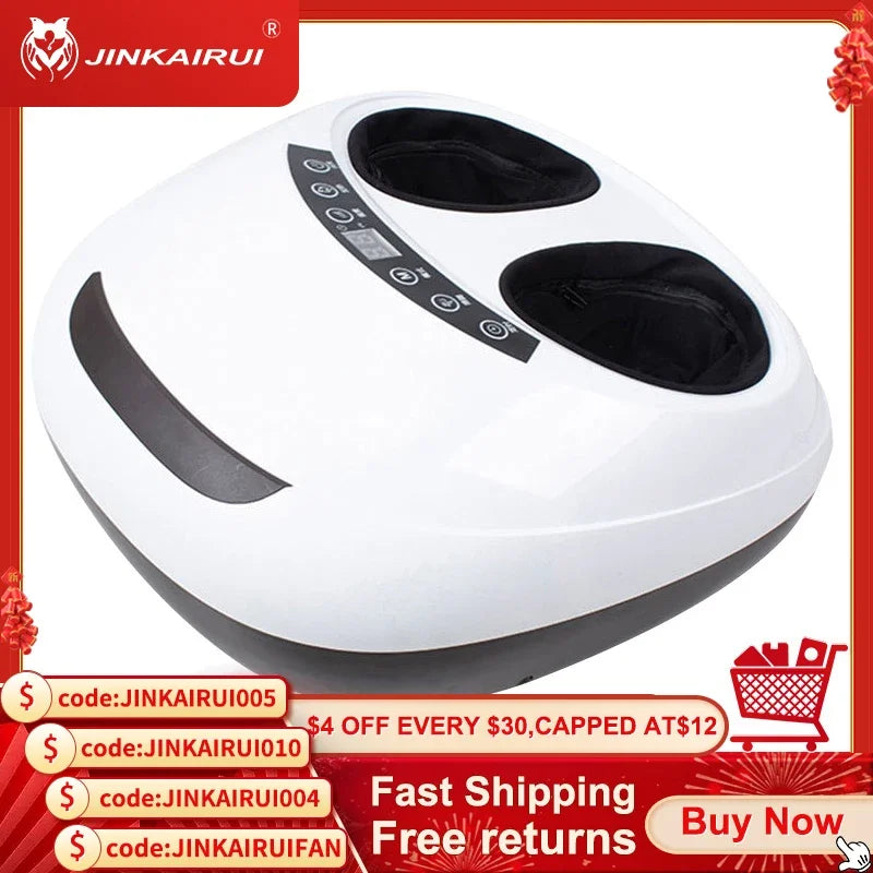 Jinkairui 220V Electric Antistress 3D Shiatsu Kneading Air Pressure Foot Massager Electric Machine Care Infrared With Heating - Stereotech
