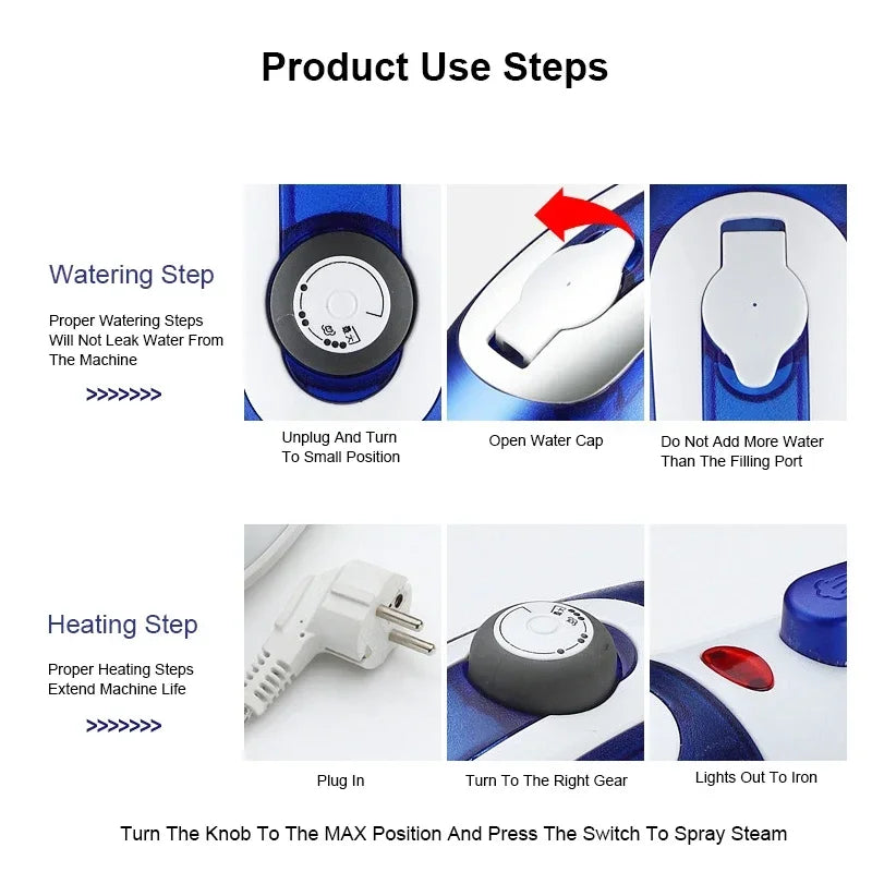 Steam Iron Handheld Garment Steamer Clothes Electric Steam Iron High Quality Portable Traveling Clothes Steamer 110V US-220V EU - Stereotech