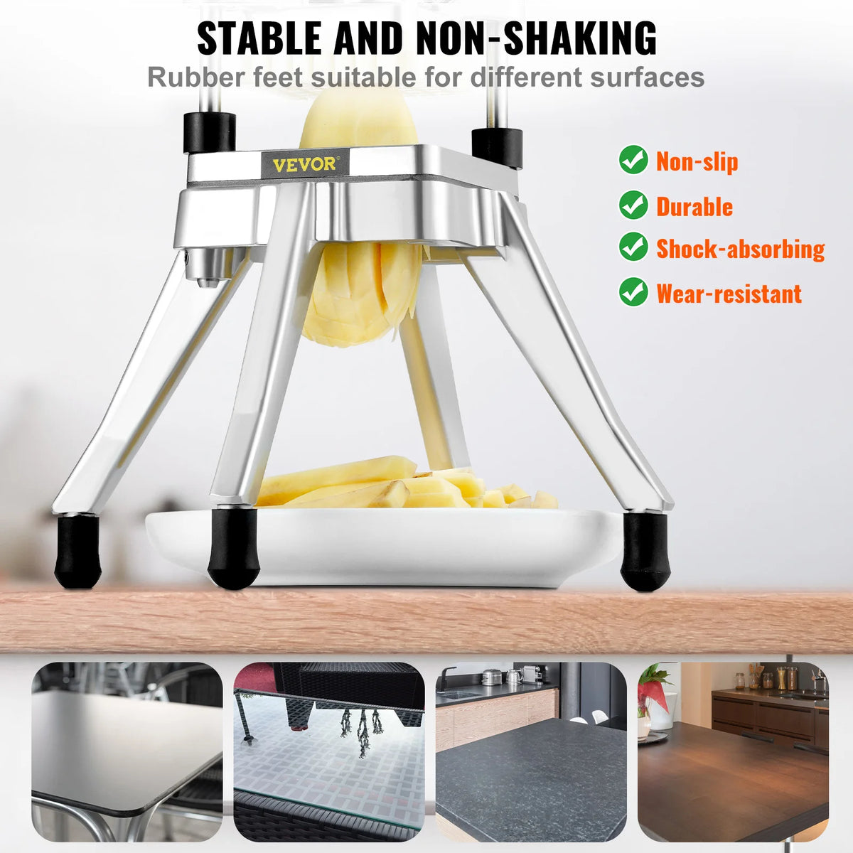 VEVOR Commercial Vegetable Fruit Dicer Cutter Potato Slicer Chopper 4 Blades &amp; Tray Manual Cutting Machine home appliance