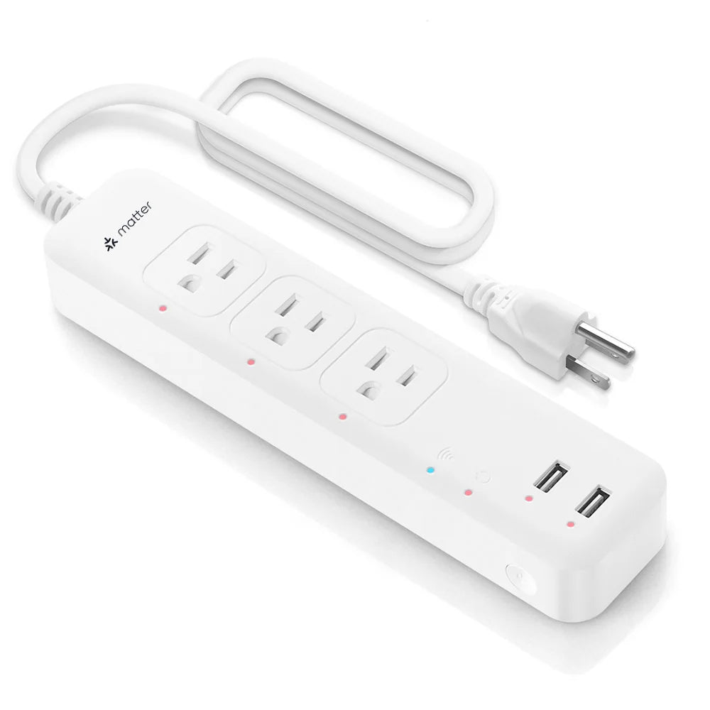LELLKI Matter US Smart Power Strip Multi Outlet Plug Works with Apple Home Siri Voice Control SmartThings Google Home Timing App