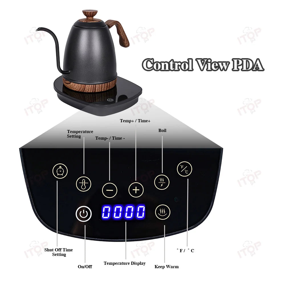 ITOP POK Artisan Electric Gooseneck Kettle to-the-degree Temperature Control Heating Kettle Electric Pour-Over Kettle - Stereotech