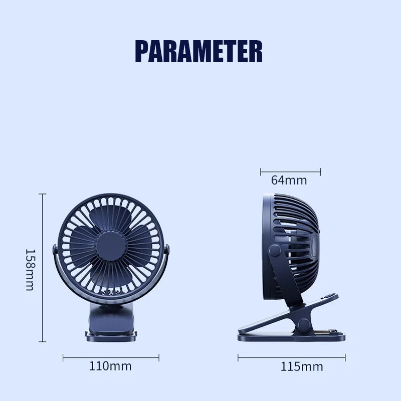 360 Degree Rotation Adjustable Clip-on Fan - Stereotech