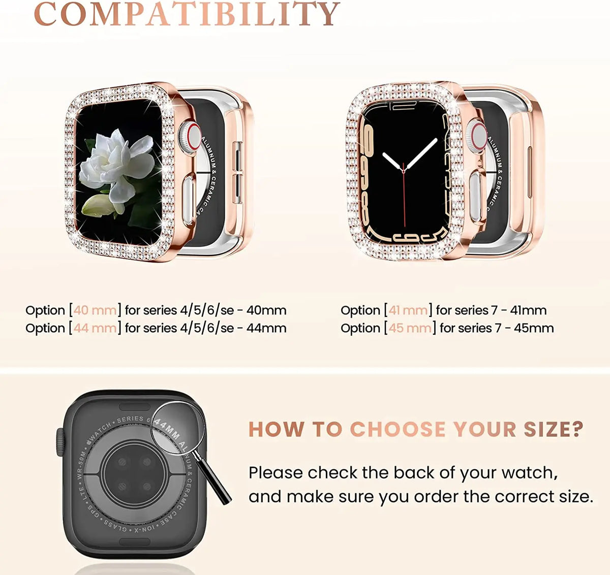 Diamond Full Protective Case for Apple Watch Series 7 41MM 45MM Cover For iWatch 6 SE 5 4 3 38MM 42MM 40mm 44mm Accessories - Stereotech