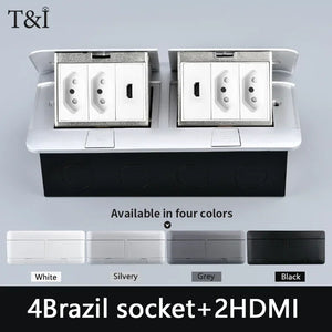 EU Floor Socket Hidden Desktop Socket with USB HDMI TV Cabinet Electrical Outlet Recessed Power Strip Table Socket 120x220mm
