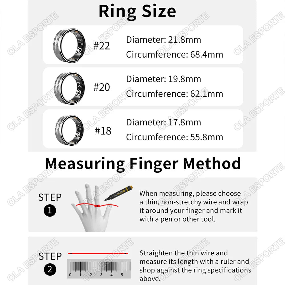 2024 New Smart Ring Men Blood Oxygen Heart Rate Sleep Monitor IP68&amp;3ATM Waterproof Intelligent Health Ring Women For Android IOS