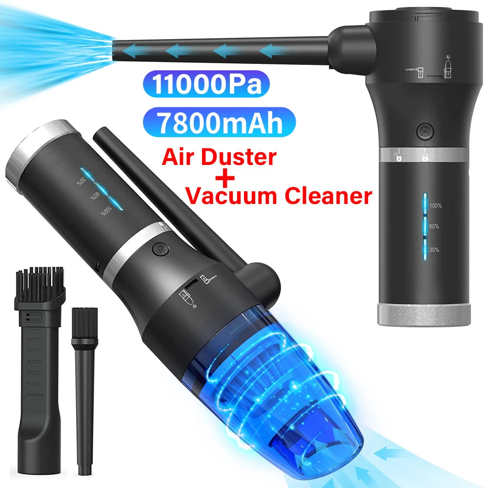 Upgraded Cordless Electric Compressed Air Duster-Blower &amp; Vacuum 2-in-1, Replaces Canned Air Spray Cleaner for Computer Keyboard