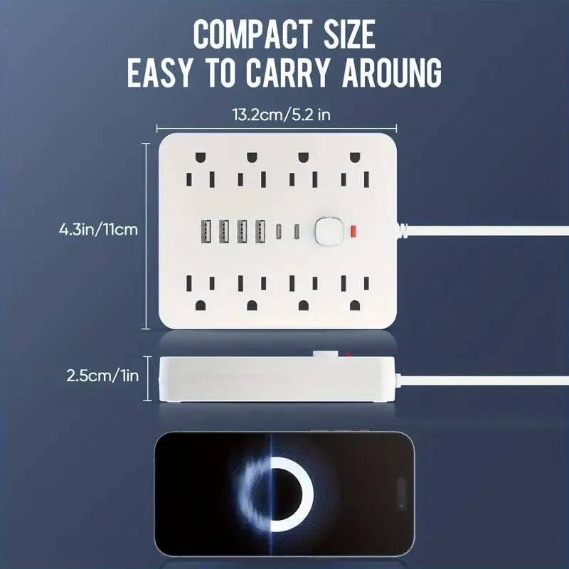 Xiaomi Multi-function Power Strip 14 in 1 Socket Travel Wall Plug 8 Sockets 4 USB 2 Type-C Ports US Power Socket 1.5M 3M