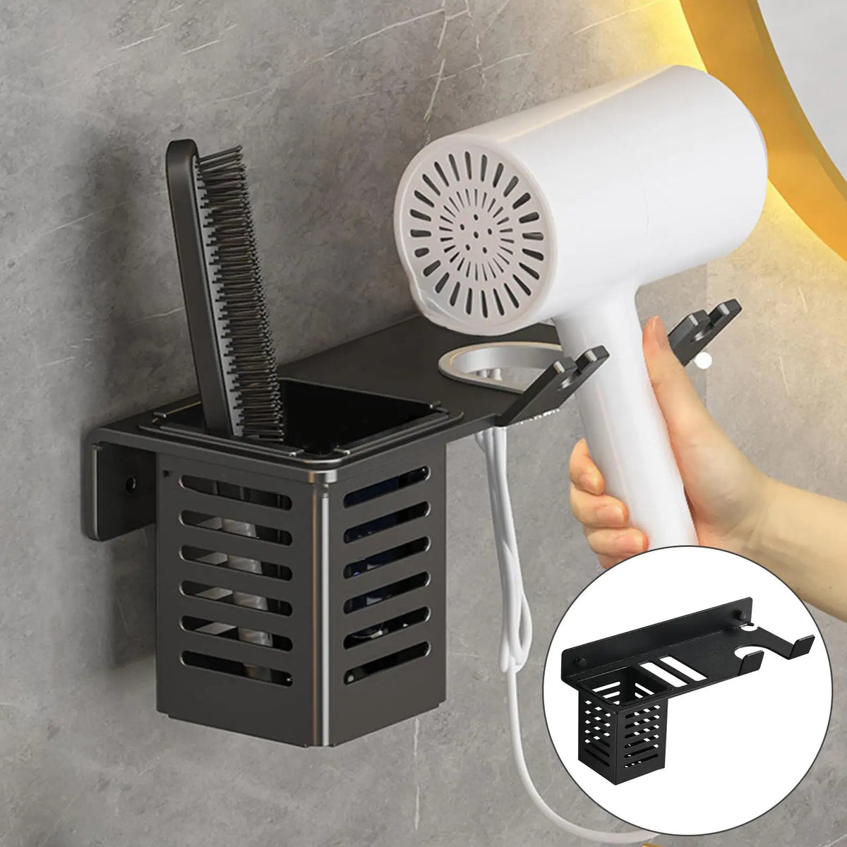 Hair Dryer Holder Wall Mounted for Diffuser Curling Irons