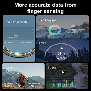 llNuyoah New R06 Smart Ring with Charging Case for Men Women Heart Rate and Blood Oxygen Monitor IP68 & 5ATM Waterproof Sport