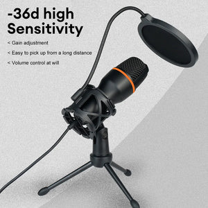 USB Condenser Microphones For PC Computer Laptop Video Singing Gaming Recording Professional USB Anti-Spray Microphone