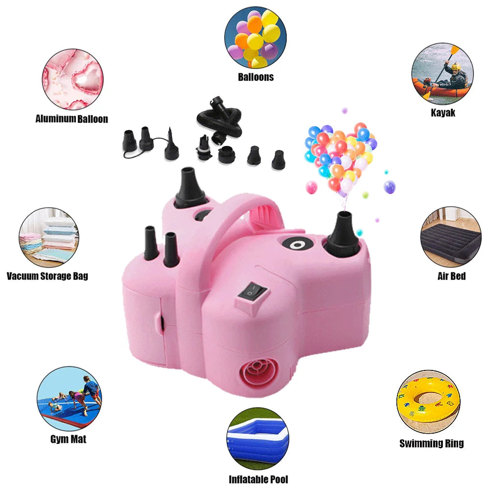High-voltage Double-hole AC Portable Electric Balloon Pump US-Plug EU-Plug 110V/220V Balloon Air Pump Inflator For Party Wedding