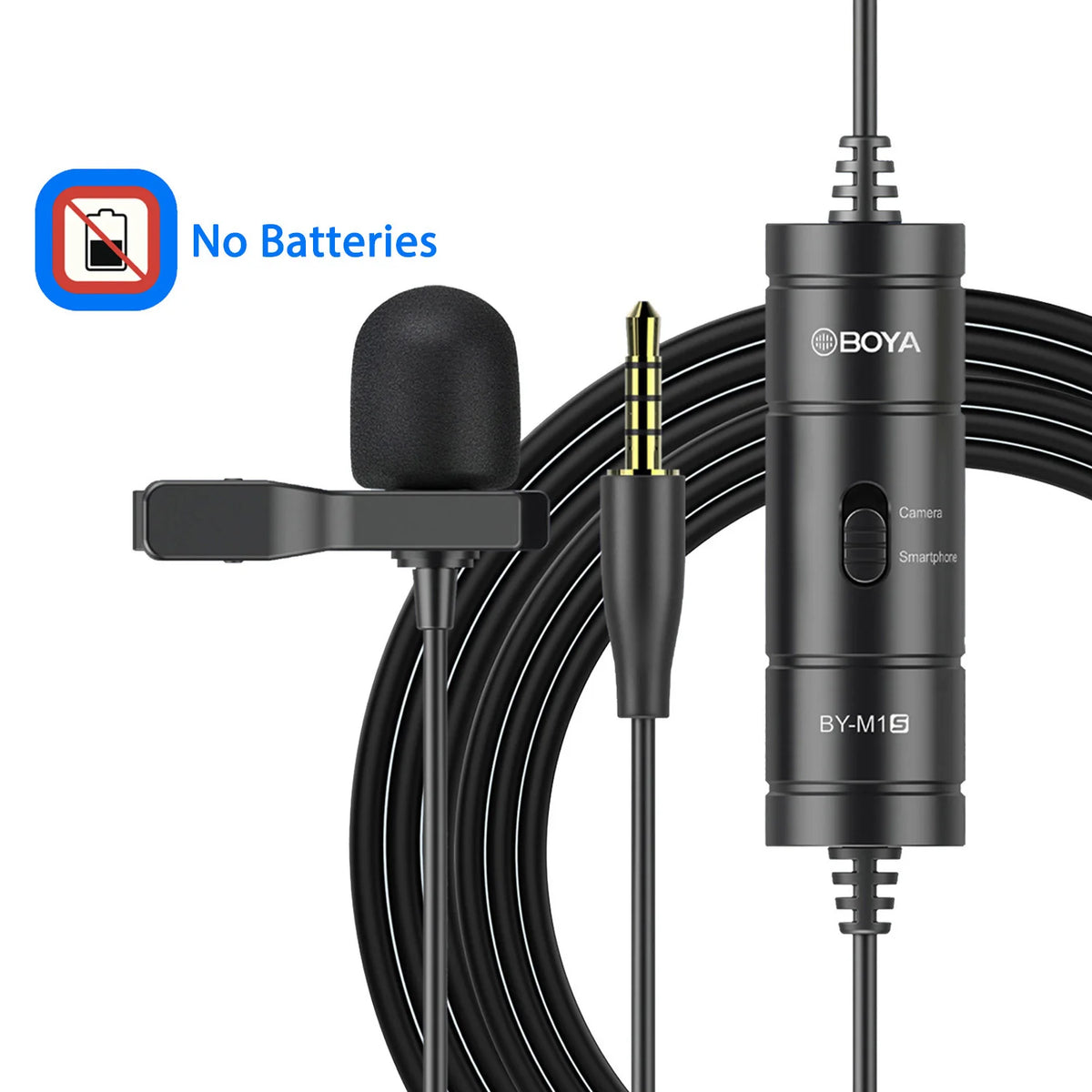 BOYA BY-M1S 3.5mm TRRS Condenser Lavalier Lapel Microphone for Smartphone PC Camera Recording Youtube Live Streaming 6M Cable