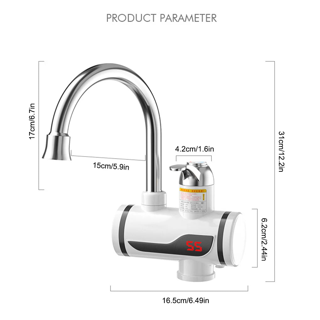 Electric Faucet LED Screen Digital Display IPX4 Waterproof Tap Mixer Rapid Heat Water Heater 220V 110V Safe Deck Sprayer - Stereotech