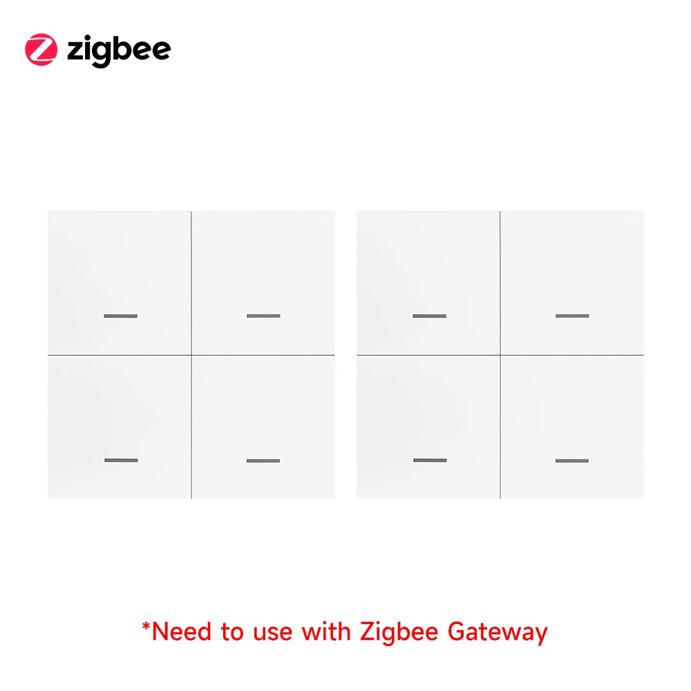 Tuya Zigbee Smart Scene Switch Button 4 Gang Wireless Switch Push Button Controller Smart Home Automation Scenario Switch