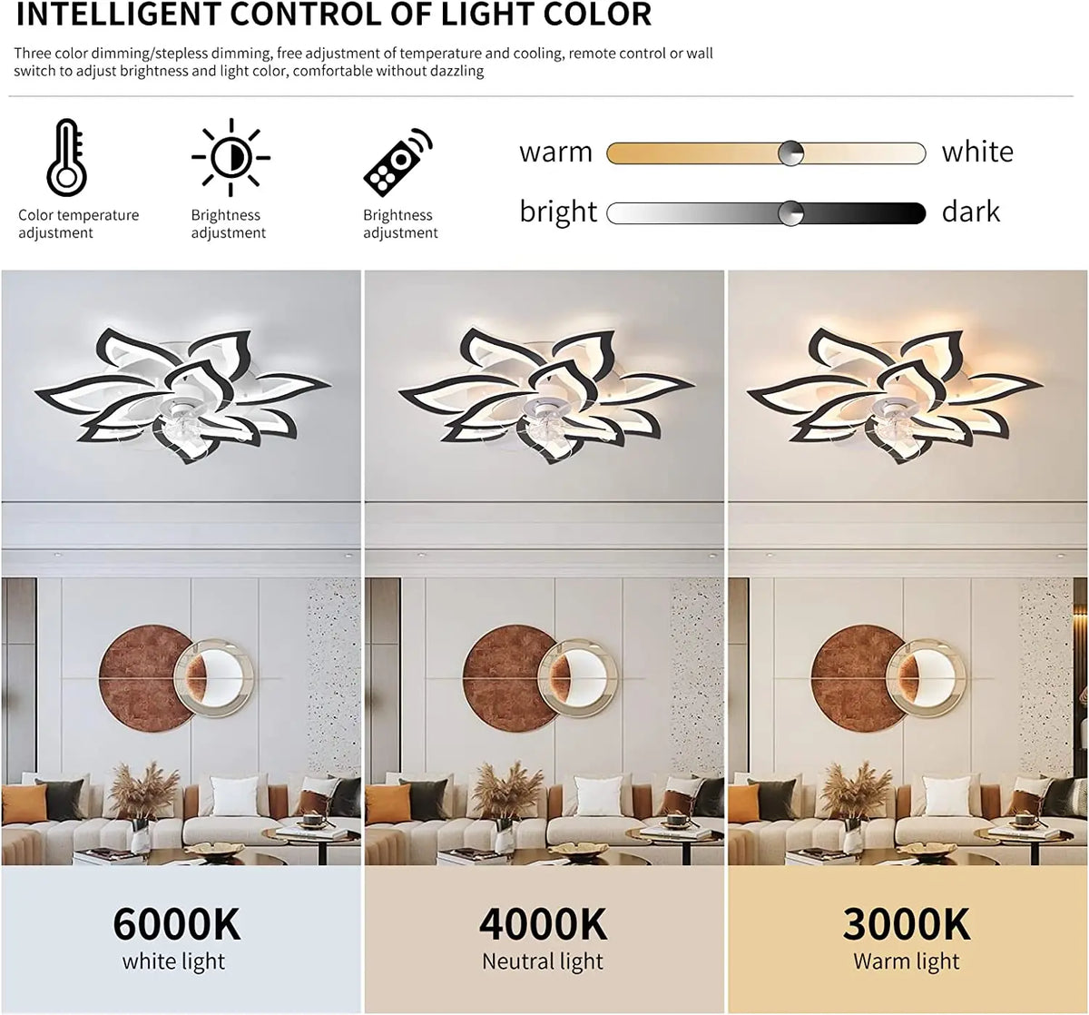 2024 New Modern Smart Fan Light Mobile App Remote Control Frequency Conversion Light Fan Light Quiet Luster Ceiling Fan Light - Stereotech