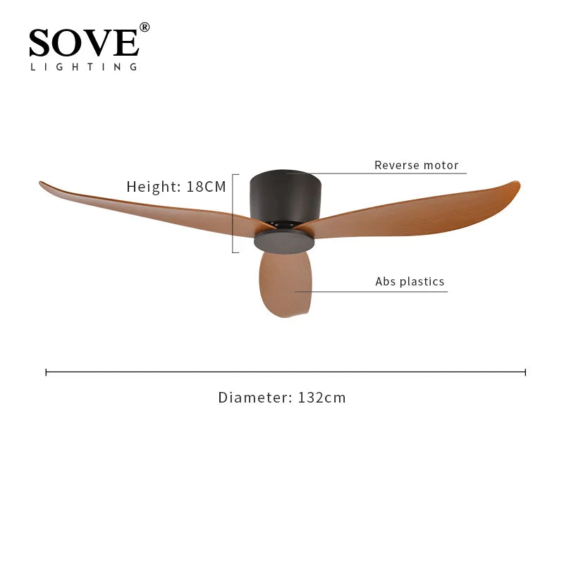 Modern Led Ceiling Fan Without Lights DC Motor 6 Speeds Timing Fans 17CM Low Floor Loft Remote Control Decorative Fan With Light - Stereotech