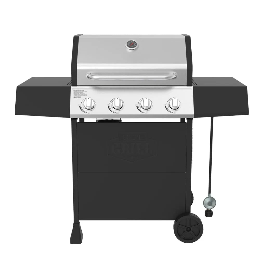 4 Burner Propane Gas Grill with Side Burner and Stainless Steel Lid Barbecue Brazier 60 000 BTU&#39;s Camping Furnace - Stereotech