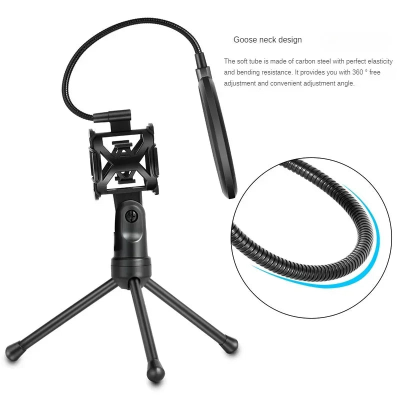 Microphone Stand Gaming Mic Tripod Mount Recording Equipment for Podcast Recording Studio Laptop Desktop Microphone Holder
