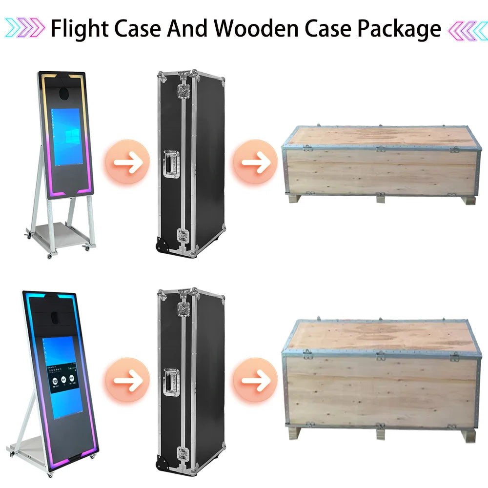 Touch Screen DSLR Photo booth Portable 45&#39;&#39; 65 inch Mirror magic Photo Booth Machine For Wedding Party Activity Free Fill Light