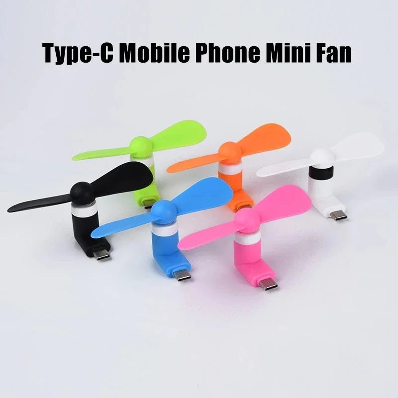 Mini Electric Fan Portable Micro Fan Mobile Phone Mini Air Cooler Rechargeable Cooling Fan USB Gadget Fans Tester For Type-C - Stereotech