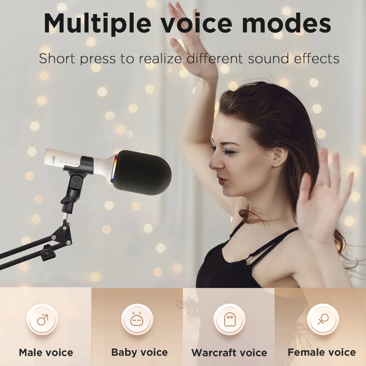 BOYA K11 Bluetooth Wireless Karaoke Microphone Portable Singing Machine for Kids Singing,KTV,Rever,Voice Changer,Live Streaming