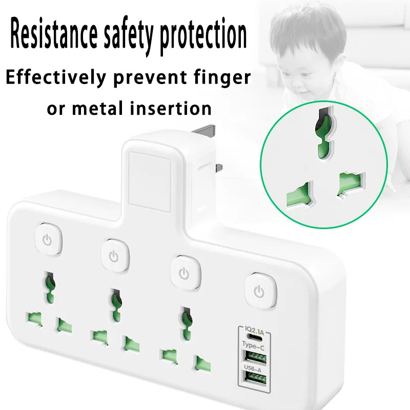 EU UK US Plug AC Outlet Power Strip Multiprise Wall Socket Universal Network Filter USB Type C Adapter for Home night light