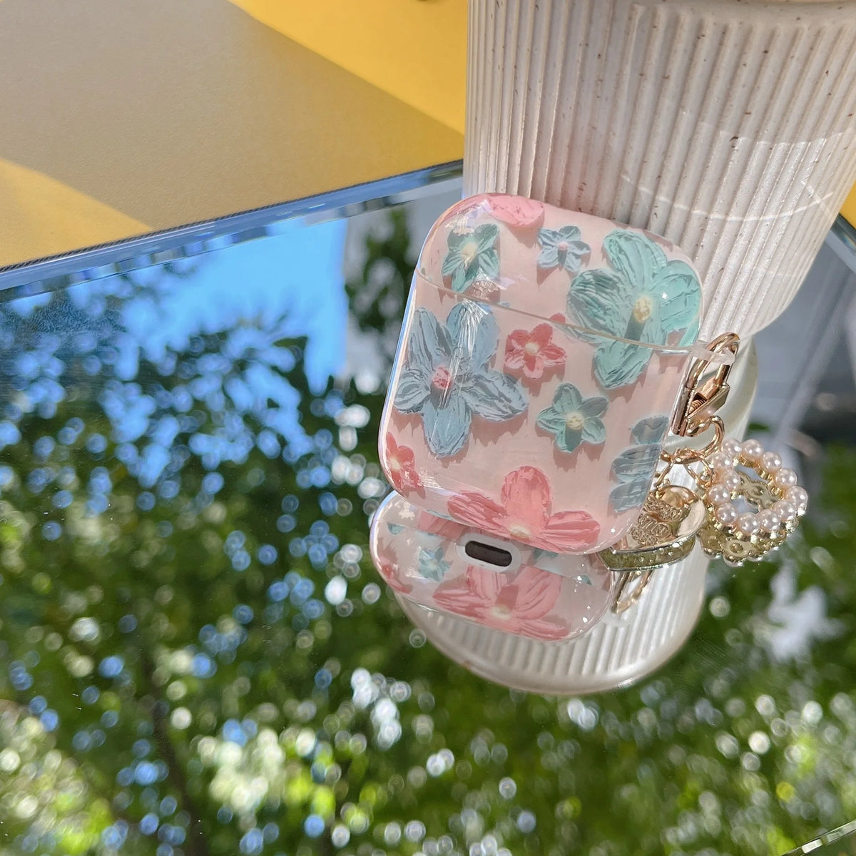 Retro Pink Flower+Hanger For Apple AirPods 1 2 Pro Bluetooth Headphone Cover 3rd Generation Silicone Soft Cover Protective Case - Stereotech