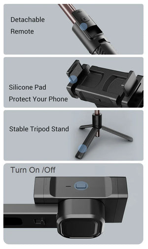 360° Rotatable 1-Axis Foldable Gimbal for Mobile Anti Shake Smartphone Stabilizer Selfie Stick with Tripod and Remote Control