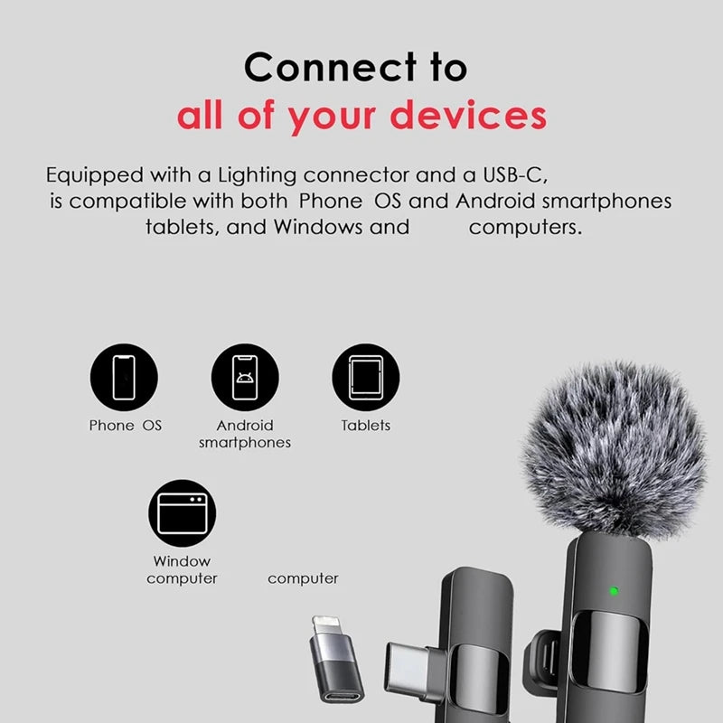 3 In 1 Wireless Lavalier Microphones For Iphone, Android, Camera, USB-C Microphone, Mini Microphone With Noise Reduction Durable - Stereotech
