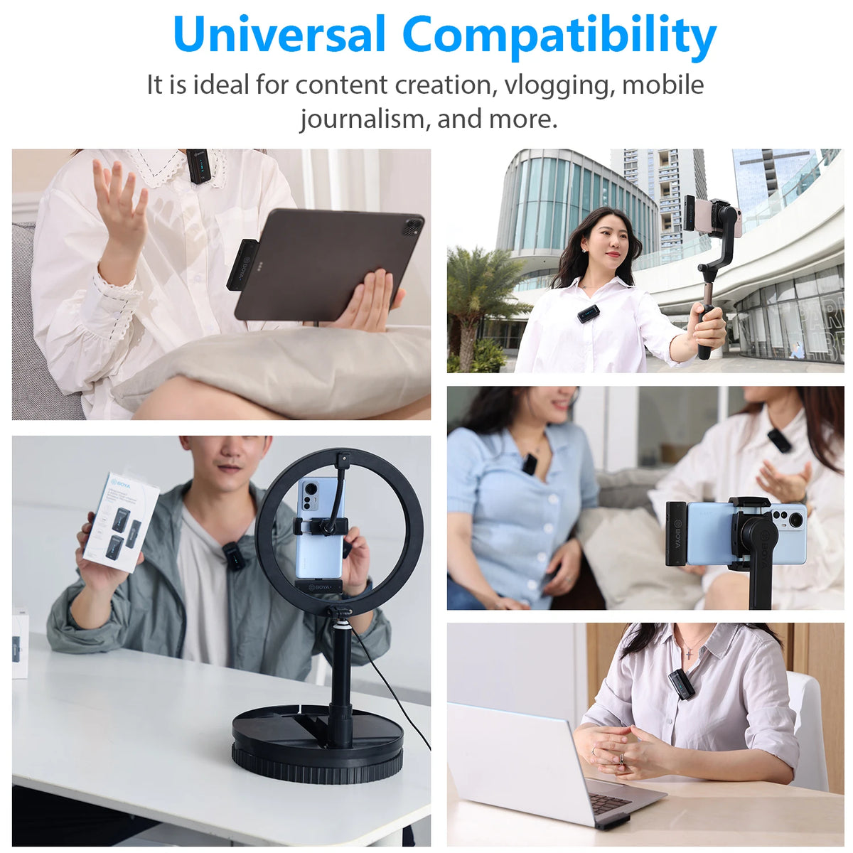 BOYA BY-XM6 S 2.4GHz Condenser Wireless Lavalier Lapel Microphone for PC Mobile Android iPhone DSLRs Cameras Streaming Youtube