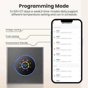 AVATTO WiFi Smart Heating Knob Thermostat LCD Display Touch Screen Temperature Controller For Water Gas Boiler Electric Heating - Stereotech
