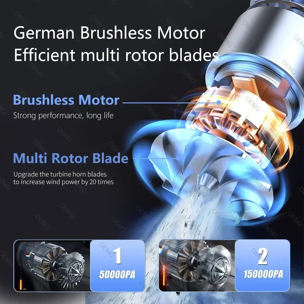 135000PA Mini Wireless Car Vacuum Cleaner - Stereotech