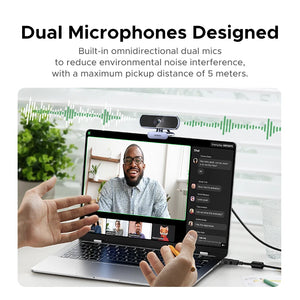 UGREEN 2K Webcam with Microphone, Full HD USB Web Camera, Adjustable FOV, Auto Light Correction, Video Webcam for Streaming