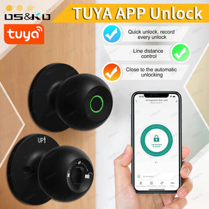 Fingerprint Door Lock For Bedroom Smart Lock Biometric Door Knob Lock with App Control for Bedrooms Cloakroom Apartments Offices