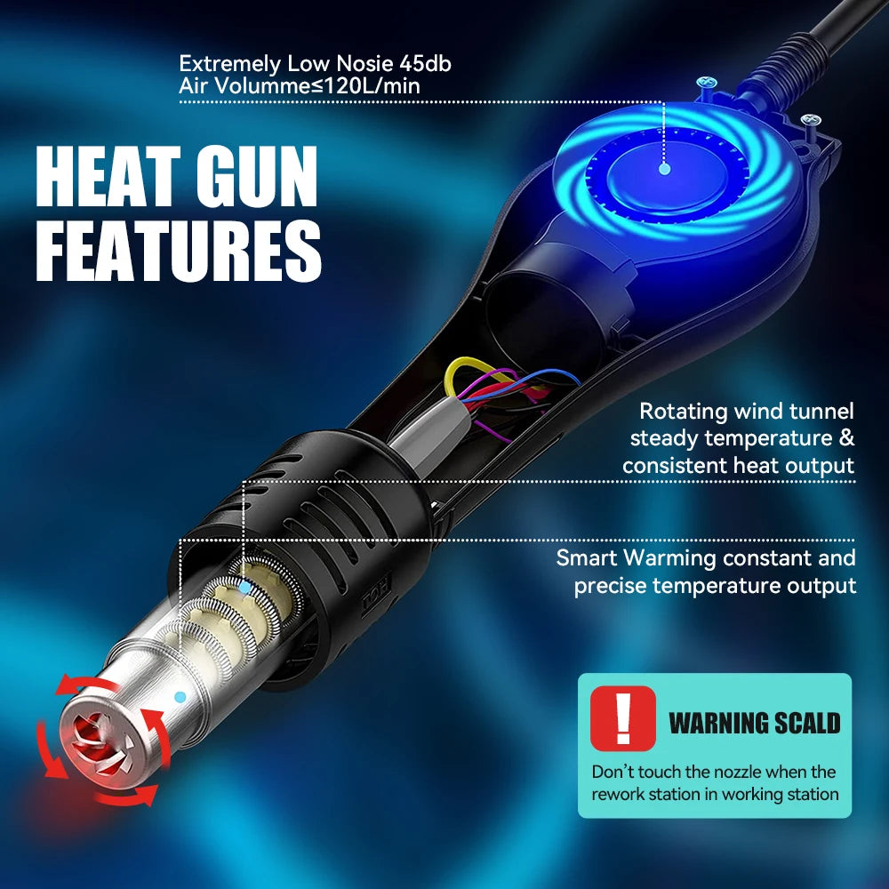 Silverflo 8586D Soldering Station 2 IN 1 Hot Air  Solder Station with 2 Digital display,10-Minute Sleep Mode for SMD Rework