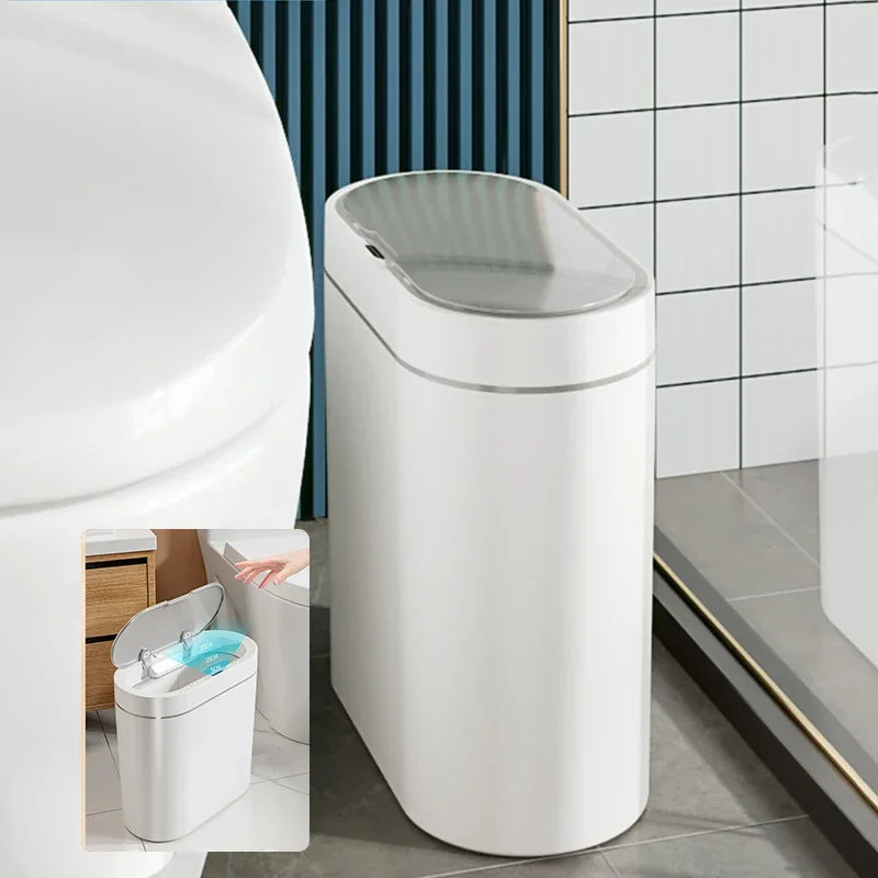 Smart Sensor Trash Can Electronic Automatic Household Bathroom Toilet Waterproof Narrow Seam Storage Bucket Smart Home Trash Bin