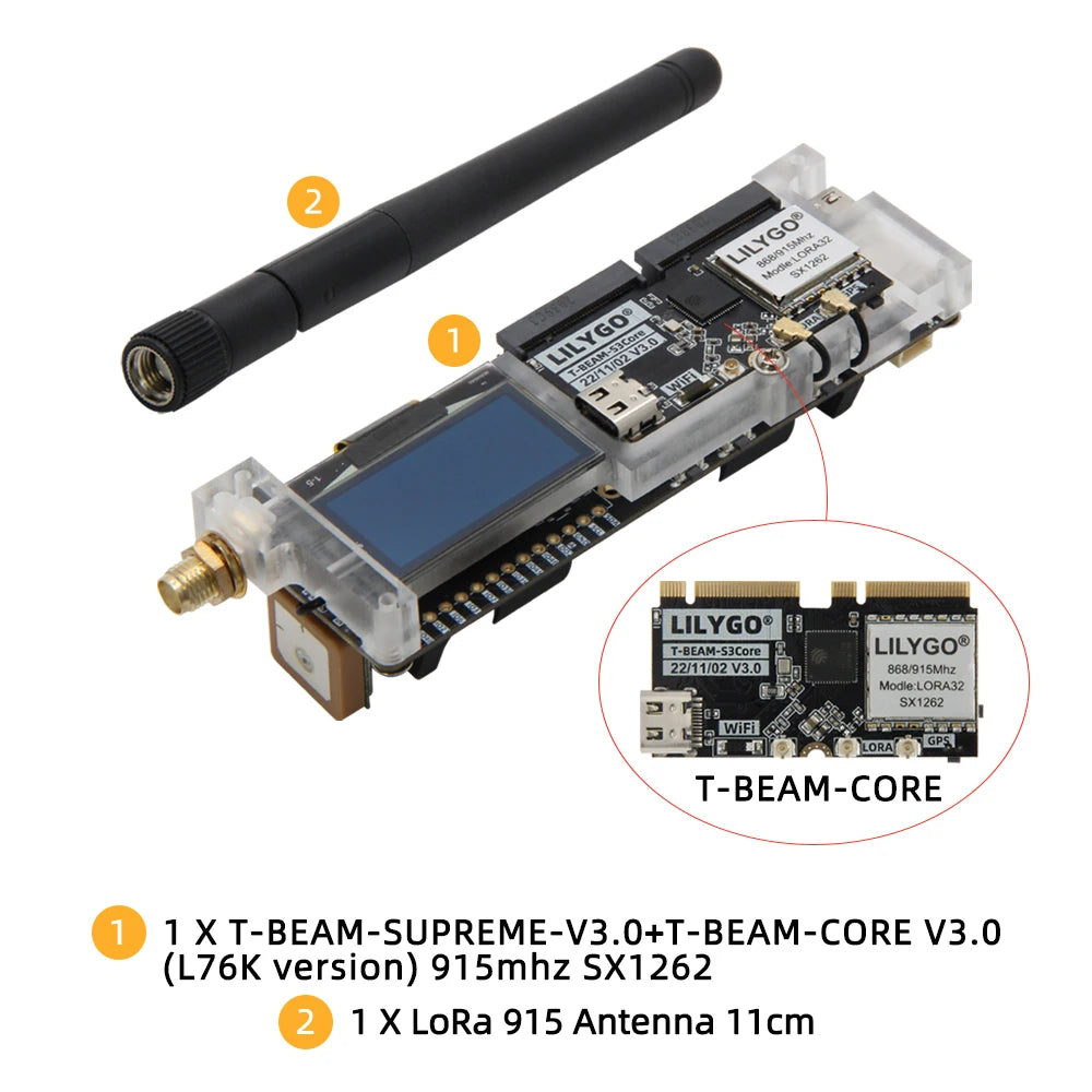 LILYGO® SoftRF T-Beam SUPREME ESP32-S3 LoRa Development Board with SX1262 868/915MHz GPS U-blox L76K WiFi Bluetooth 1.3inch OLED
