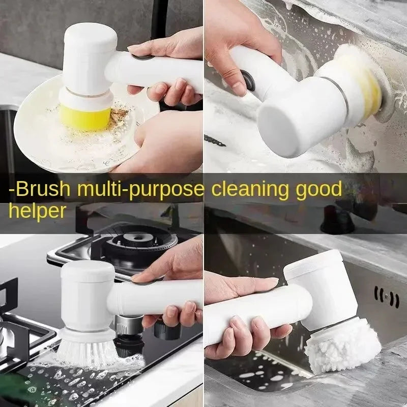 Electric Spin Scrubber Cordless Cleaning Brush IPX7 Waterproof with 5 Replaceable Brush Heads For Sink Bathroom Tub Tile Car