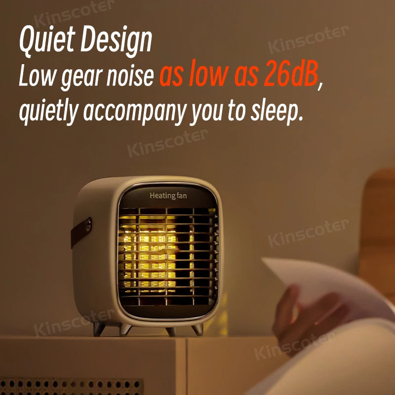 KINSCOTER Home Electric Space Heater 800W Portable Silent Warmer Fan PTC Ceramic Heating With Safety Power-Off for Office Desk