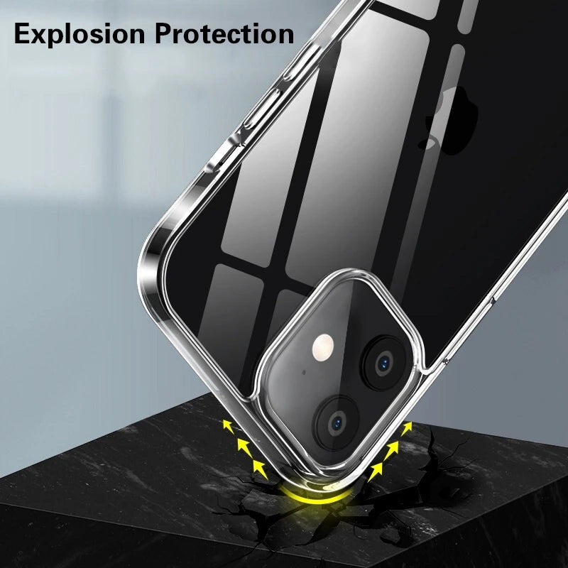 Clear Phone Case For iPhone 11 12 13 14 15 Pro Max Shockproof Transparent Soft Cover Case For iPhone XS MAX XR 7 8 Plus 6 6s